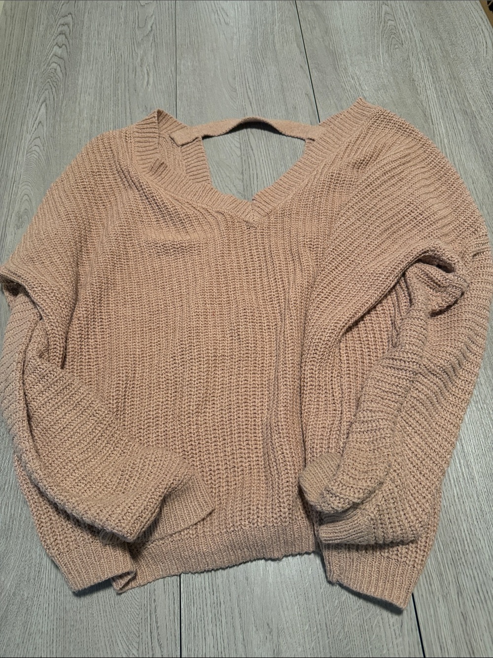 Forever 21 Blush Pink V-Neck Ribbed Knit Sweater